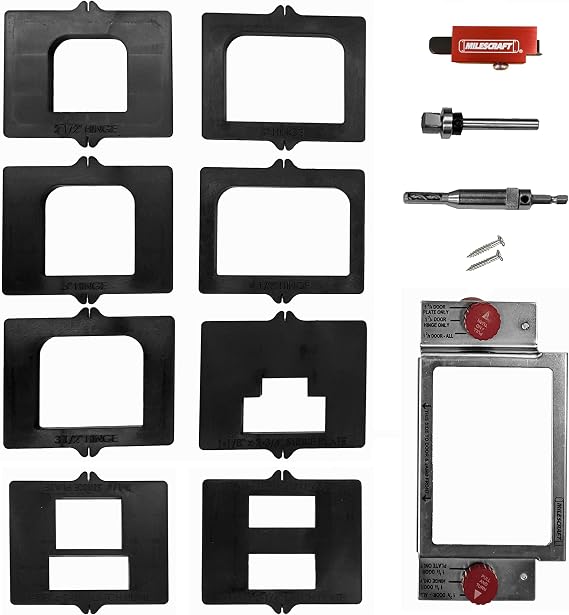 Milescraft 1220 Hinge Mate 350 Complete Hinge Installation Kit-Rout Mortises on Doors, Jambs, Latches & Strike Plates -Includes All Hardware for 1-3/8in & 1-3/4in Doors & 2-1/2 in to 4.5in Hinges
