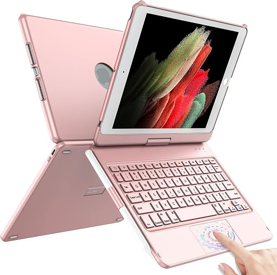 TQQ Touch iPad 9th Generation Case with Keyboard 10.2 inch, 2021