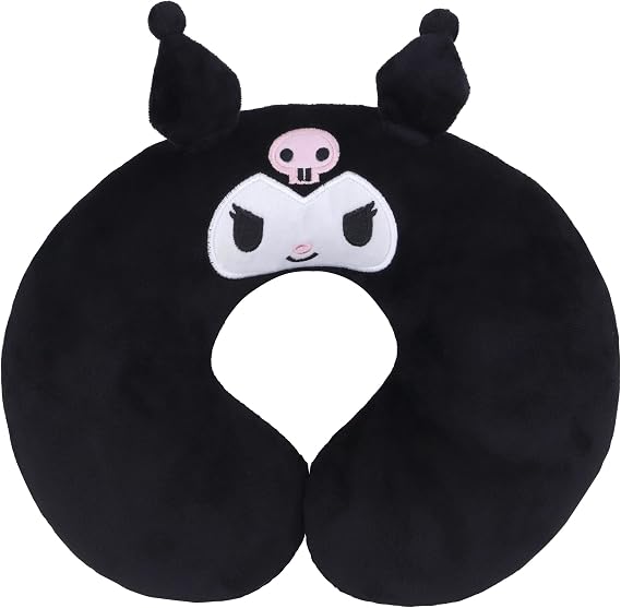 Roffatide Anime Kuromi U-Shape Neck Pillow Printed Plush Melody Travel Pillows for Sleeping Christmas and Birthday Gift Melody Black