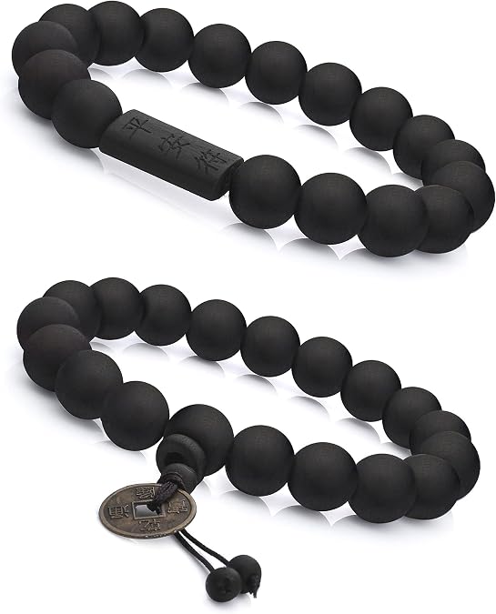 FIBO STEEL 2 Pcs Wood Beaded Bracelets for Men Women Buddha Beads Bracelet