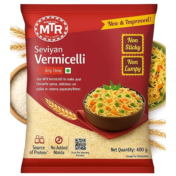 MTR Seviyan Vermicelli - Vermicelli made From 100% Wheat Semolina (Suji) - No Added Maida - Non-Sticky and Non-Lumpy - No Added Preservatives - 440g