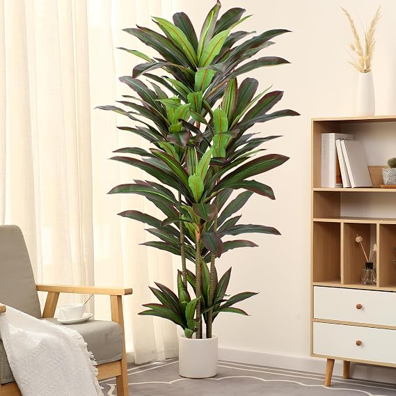 FLOWORLD Dracaena Artificial Plant 5ft Red Yucca Silk Tree Faux Plants Indoor Tall Fake House Floor Plants Realistic Artificial Trees for Home Office Decor Indoor Outdoor Housewarming Gift