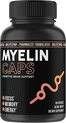 Myelin Caps, Brain Health Supplement, Focus Supplement & Brain Health with AlphaSize, Memory and Cognitive Function Support, Gluten-Free, Non-GMO 90 Capsules