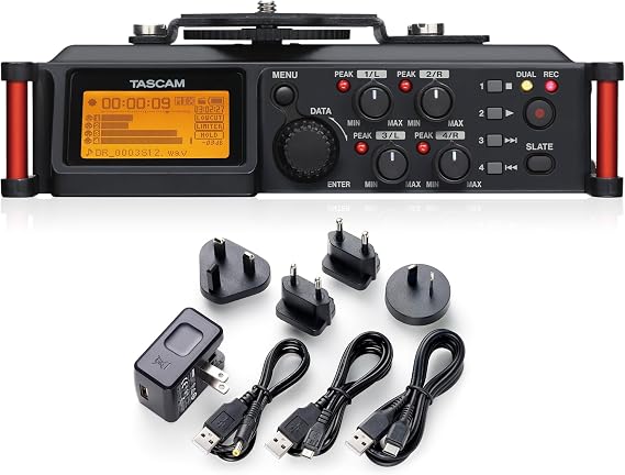 TASCAM DR-70D Portable Recorder and Power Adapter Bundle