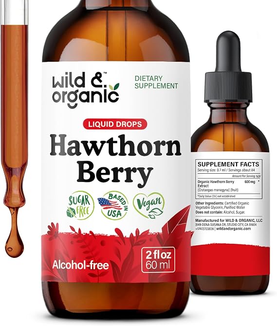 Wild & Organic Hawthorn Berry Extract Drops - Antioxidant Support - 2 oz