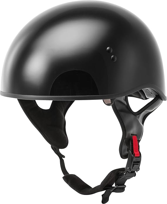 GMAX HH-65 Naked Motorcycle Street Half Helmet (Black, Large)