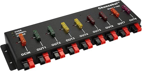 F-1008 Horizontal 9 Port 40A Connector Power Splitter Distributor Source Strip, 1 Input and 8 Output.