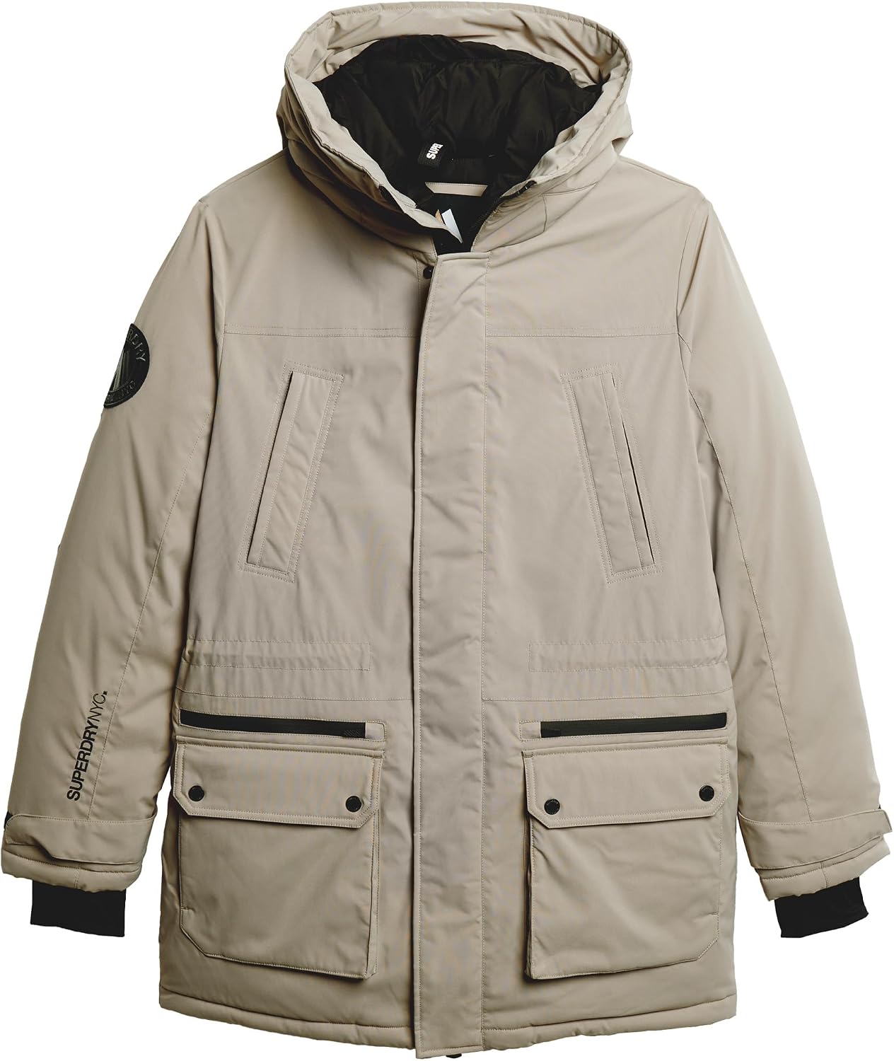 Superdry COAT CITY PADDED PARKA JACKET Stone Dark Grey S MAN, Stone Dark Grey, S