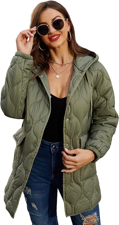 RISISSIDA Women Quilted Puffer Jacket Hooded,Lightweight Packable