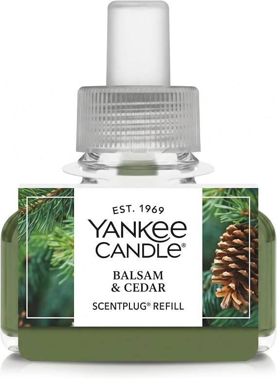 Yankee Candle ScentPlug Refill, Balsam & Cedar Scented Oil, Plug-In Air Freshener for Long-Lasting Home Fragrance with Fresh Forest Aroma, Up to 30 Days, 0.625 FL OZ (Pack of 1)
