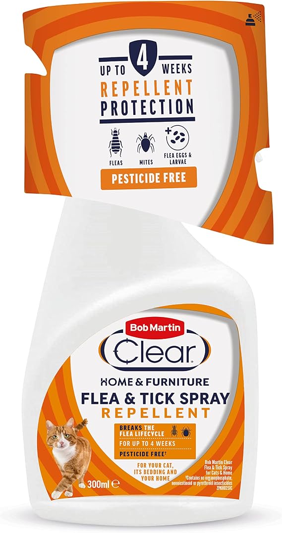 Bob Martin Clear Flea Repellent Spray for the Home and Cats - Controls Flea and Tick Infestations in the Household (300ml)
