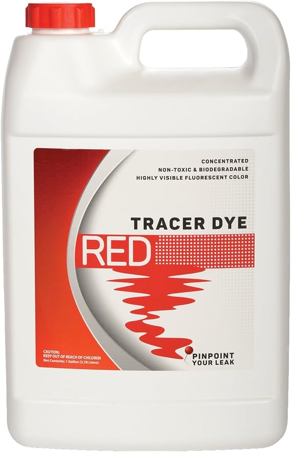 Concentrated Red Tracer Dye - Highly Concentrated Fluorescent Water Tracing & Leak Detection Dye - One Gallon (128 Ounces)