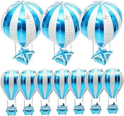 10pcs Aluminum Hot Air Balloon Decorative Balloons for Boy Girl Birthday Parties Lightweight Festive Party Supplies Unique Decorations for Celebrations and Events