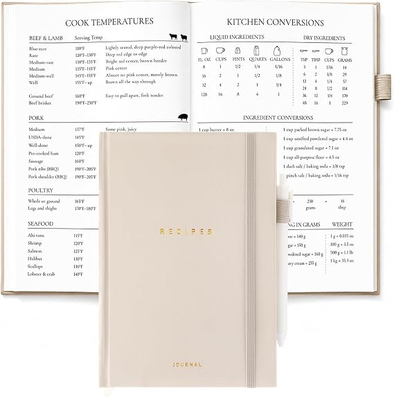 Blank Recipe Book to Write in Your Own Recipe, Beige