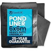 Swell UK 6m x 6m Pond Liner | | Heavy Duty Underlay | UV Resistant | Garden Fish Ponds