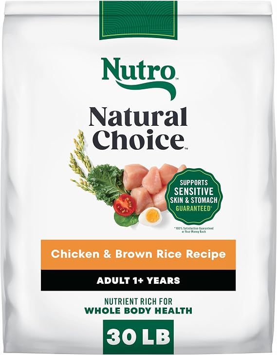 Nutro Natural Choice Adult Dry Dog Food, Chicken & Brown Rice Recipe, 30 lb | Non-GMO, Real chicken #1 ingredient, no corn, wheat, soy or chicken by-product meal, supports skin & coat/digestion/immunity