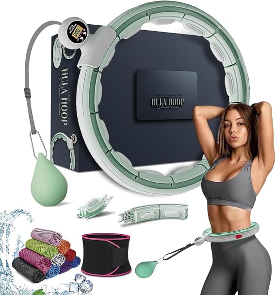Smart Weighted Hula Hoop For Adults, Detachable Fitness Ring With 360 Degree Auto-Spinning Ball Massage, Smart Ring Hula Hoops For Adults, Fitness Equipment For Weight Loss