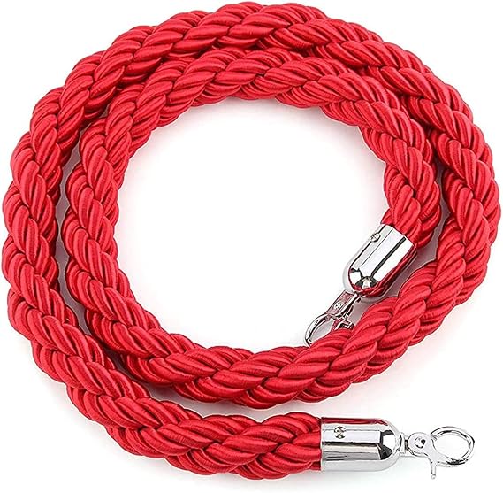 Stanchion Rope, Crowd Control Rope Barrier 3 4 5 6 7 8 9 10 11 13 16ft Red Divider Crowd Queue Barrier Posts Rope, for Crowd Control/Group Isolation Rope with Hook (Size : 120cm/4ft)