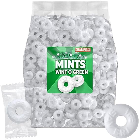 Wint O Green Wintergreen Ring Mints, Individually Wrapped Breath, 34 oz