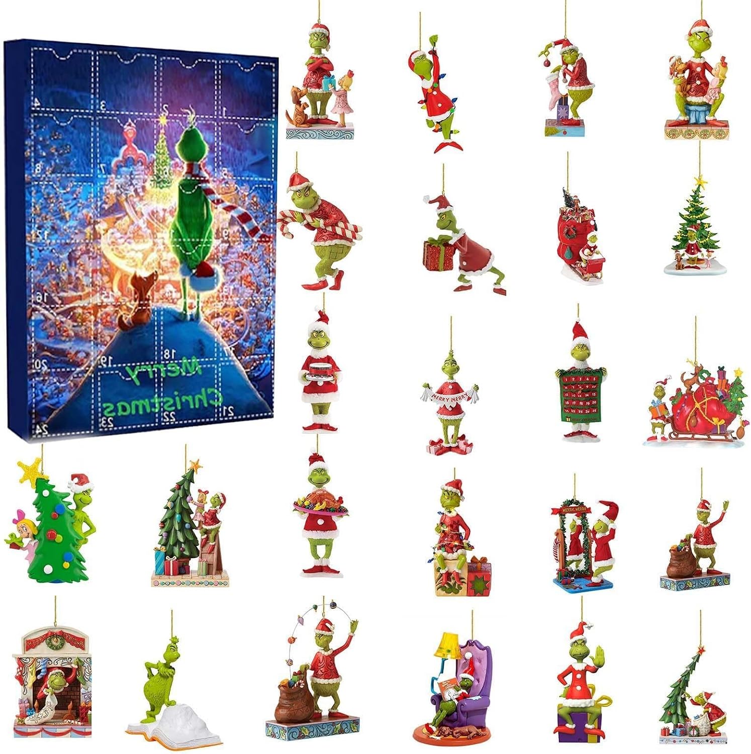 Christmas Advent Calendar 2024, Christmas Figures Advent Calendar, 24PC Cute Cartoon Elf Figures Doll Christmas Countdown Calendar for Kids Doll Collectible Figures Gift