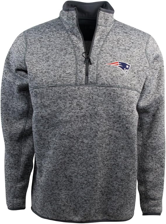 Antigua Men's Heather Gray New England Patriots Team Logo Fortune Quarter-Zip Pullover Jacket