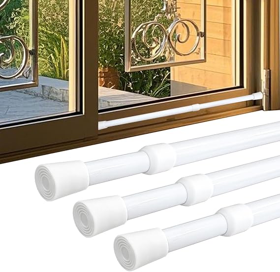 Sliding Door Security Bar, Adjustable Sliding Door Lock Bars | Window Security Bars with Rubber Tips, Diameter 1.2" Window Safety Lock Bar Stopper