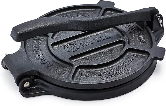 Creative Home & Kitchen Cast Iron Tortilla Press, 8", Black