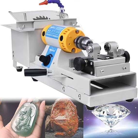 Multi-Function Jewelry Rock Polisher - 750W Gem Rock Buffer-Bench Lathe,800-10000r/min Adjustable Variable Speed Bench Grinder Polishing & Buffing Machine