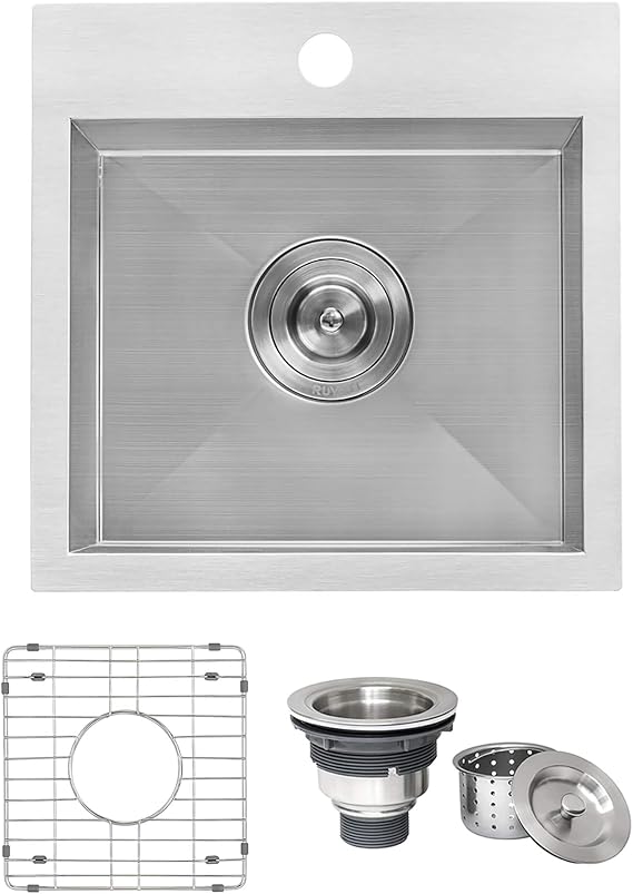 Ruvati 15x15-in 16-Gauge Drop-in Topmount Bar Sink - RVH8115