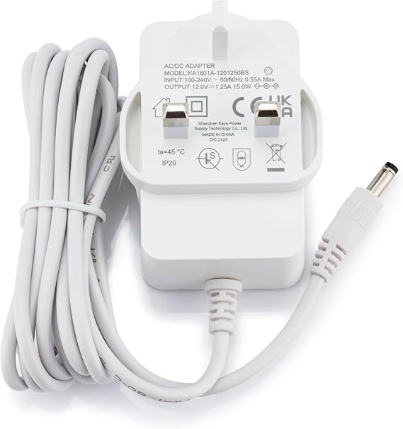 12v 15W Power Supply Adapter for Alexa Echo Devices, 1.25A, with 1.8m Cable, Echo dot (3rd,4th,5th), Echo show 5 (1st & 2nd), Amazon echo, Echo dot charger (5th gen), Alexa echo pop (2023)