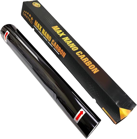 United 5% VLT Max Nano Carbon Window Tint Film 20" x 100FT 2Ply Car Window Tint, IR Heat Rejection, UV Protection, Heat & Glare Control for Car, Truck, SUV & Home