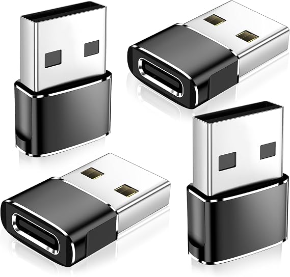 4Pack Upgraded USB to USB C Adapter,Type-C Female to A Male Charger Converter for iPhone 17 Charger,iWatch Ultra SE 9 10 11,iPhone 17 Pro Max 16 15 14,Samsung S25,AirPods,iPad,Car,Xbox