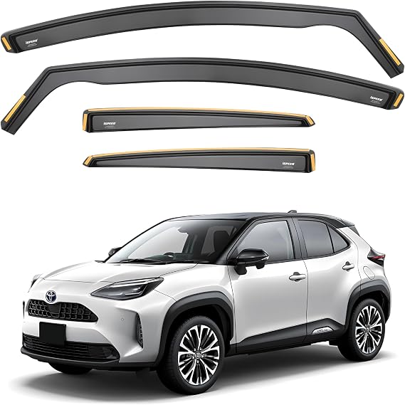 ISPEED Wind Deflectors for TOYOTA YARIS CROSS XP210 2020-2026 5 Door SUV 4pc Set - Keep Your Car Ventilated In Rain - Reduce Wind Turbulence - Tinted In-Channel Type
