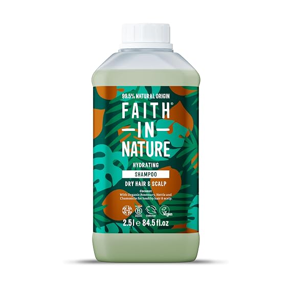 Faith In Nature Natural Shampoo - Vegan & Cruelty Free, No SLS or Parabens - 84.5 fl oz Refill Pack, Coconut