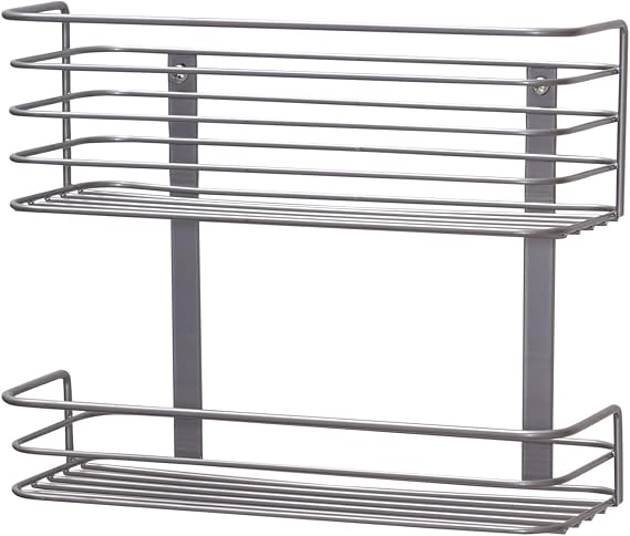 Household Essentials 1228-1 Double Basket Door Mount Cabinet Organizer | Mounts to Solid Cabinet Doors or Wall