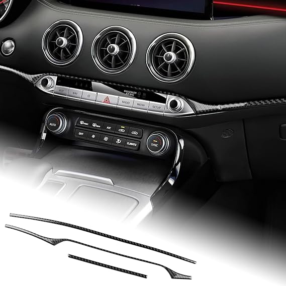 AIRSPEED Carbon Fiber for Kia Stinger 2019 2020 2021 2022 2023 Center Console Dashboard Strip Cover Interior Trim Accessories, Black