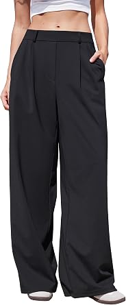 MOOSLOVER Women Wide Leg Dress Pants Stretch Pull On High Waisted Work Pants Business Casual Trousers with Pockets