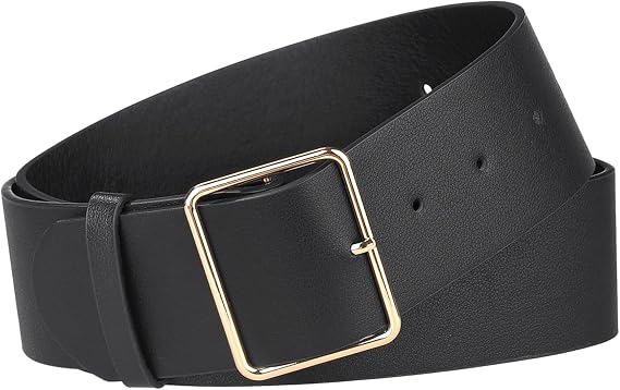 Allegra K Women's PU Leather Wide Belt Metal Pin Buckle for Dress Pant