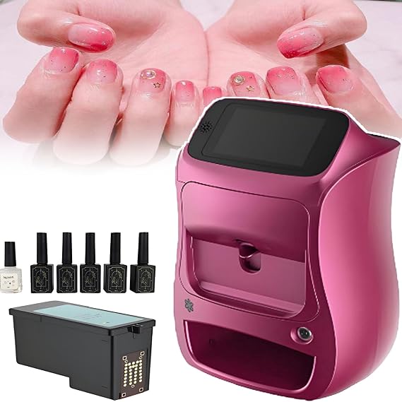 Digital Mobile Nail Printer-Automatic Nail Art Printer Machine,5 in Touch Screen Nail-Printing Device with App Control,10 S Prints and 5 Minutes Drying for Home/Nail-Salon Studios TypeA