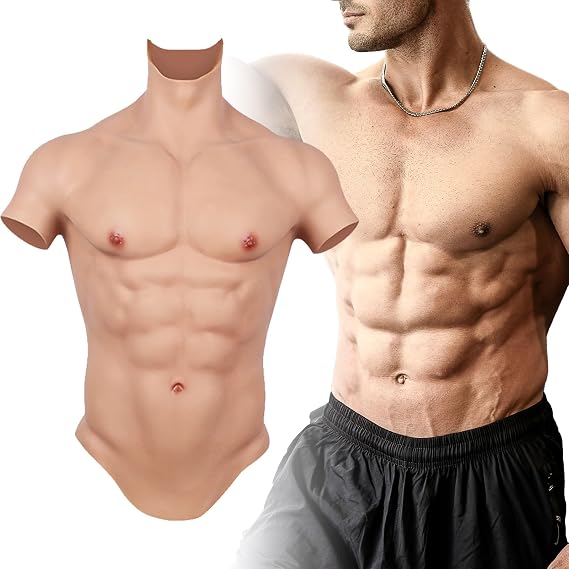 Cyomi silicone muscle suit,Realistic Male chest plate,fake abs muscles Simulation skin suit For Cosplay Transgender
