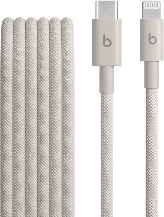 Beats USB-C to Lightning Braided Cable, Fast Charging, Durable/Non-Filled, Compatible Charging Cable for Apple Devices with Lightning Input (1.5 m) – Granite Beige