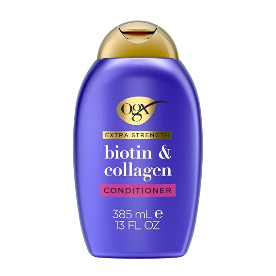 OGX Extra Strength Biotin and Collagen Conditioner, 13 fl oz, Sulfate-Free, Thicker, Fuller Hair