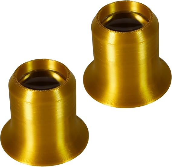 Pineapple [2 Pack] 10X Jewelers Loupe Magnifier, Jewelry Eye Loop Magnifying Glass Monocle for Watch Repair, Diamonds, Coins, Plants, Gems, Stamps, Watches (Gold)