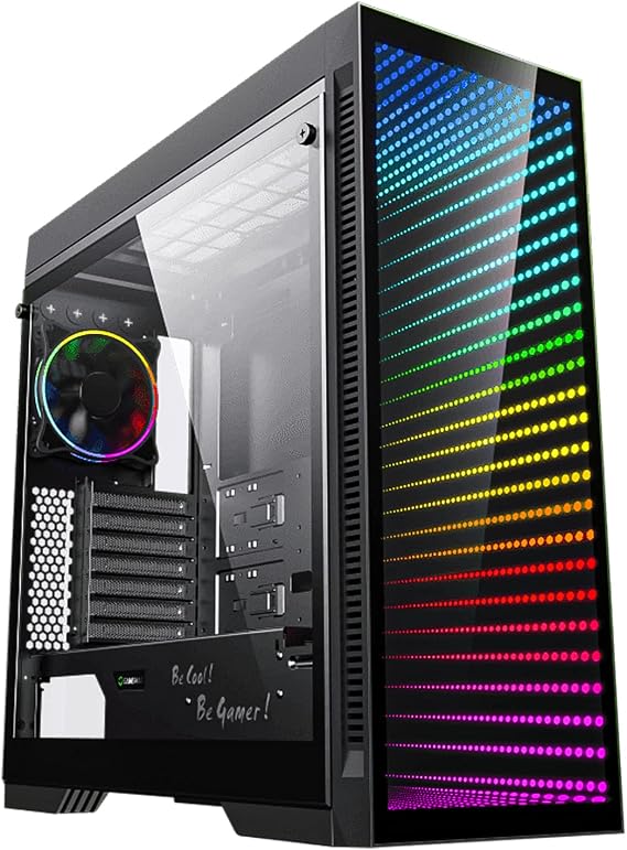 Gaming Case Full Tower with Tempered Glass Side Panel & ARGB LED Mirror, Supports 7x120mm Fan, GAMEMAX Abyss-TR