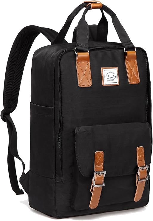 VASCHY 15.6inch Laptop Work Backpack for Men, Women, School, Black