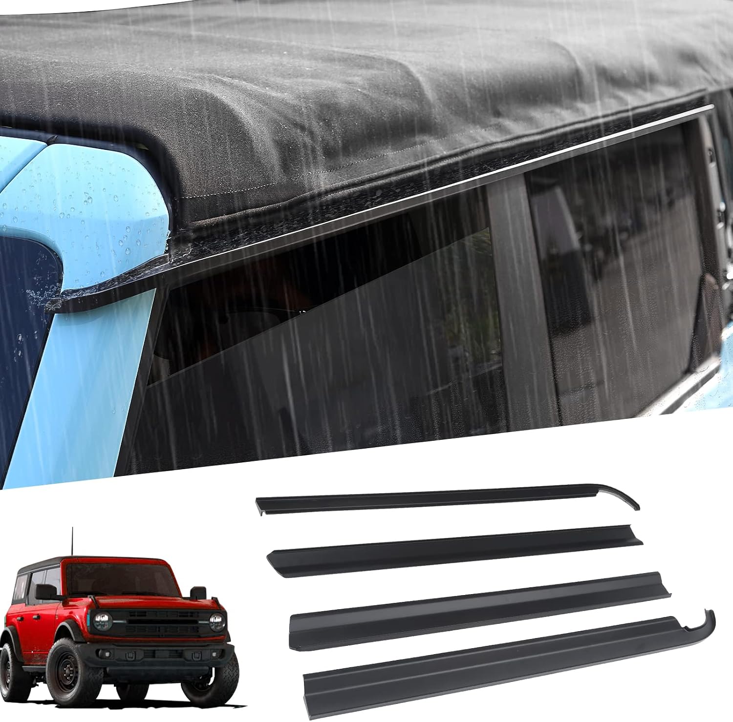 Mabett Window Visor Rain Guard for Ford Bronco 2021 2022 2023 2024 Accessories 4-Door Protect from Raindrops Sound Noise Sun Rays 4PCS