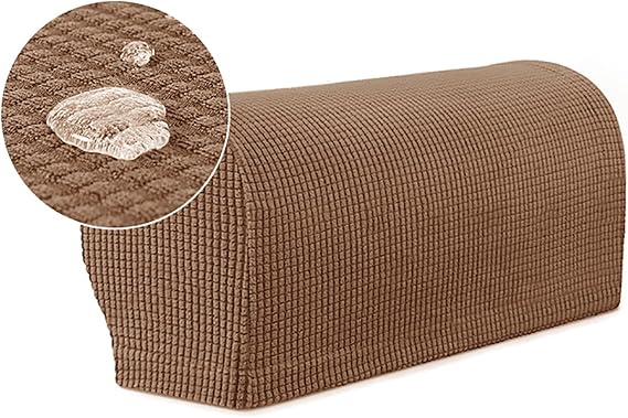 OWOW 2pcs Stretch Armrest Covers Washable Armrest Cover Sofas Couch Arm Covers Chair Arm Protectors Sofa Armrest Cover,Light Coffee