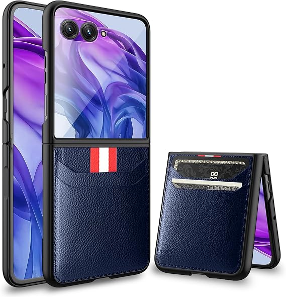 Case for Motorola Razr 60 Ultra/70 Ultra Phone Case with Screen Protector Ultra Thin Phone Case Cover with Card Slot Premium PU Leather Scratch-Resistant Drop-Proof - Blue