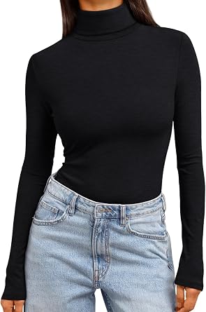 Trendy Queen Womens Turtleneck Long Sleeve Shirts Basic Underwear Winter Tops