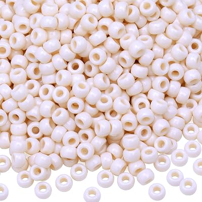 1000Pcs Pony Beads Bracelet 9mm Beige Plastic Barrel Pony Beads for Necklace,Hair Beads for Braids,Key Chain,Jewelry Making Beige